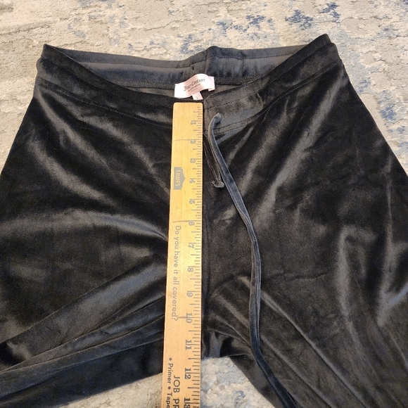 Juicy Couture Bling Stud Black Velvet Velour Pull On Pants Large Lounge Pajama - Picture 3 of 14
